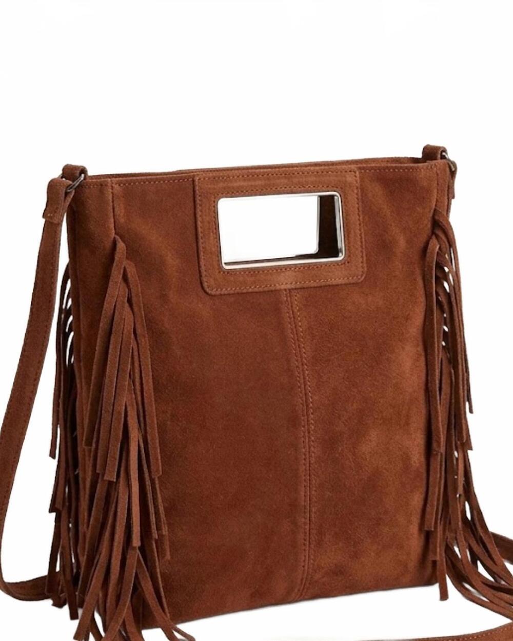 NEW DEBBIE KATZ women's crissy fringed bag in brown